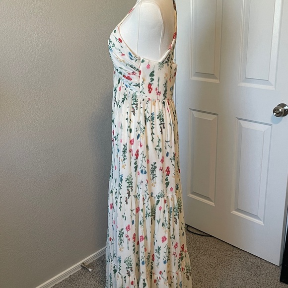 CeCe Floral Halter Maxi Dress - White and Pink - Picture 2 of 4